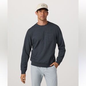 Vuori Men's Heathered Dark Navy Crew Neck Sweater/ Long Sleeve